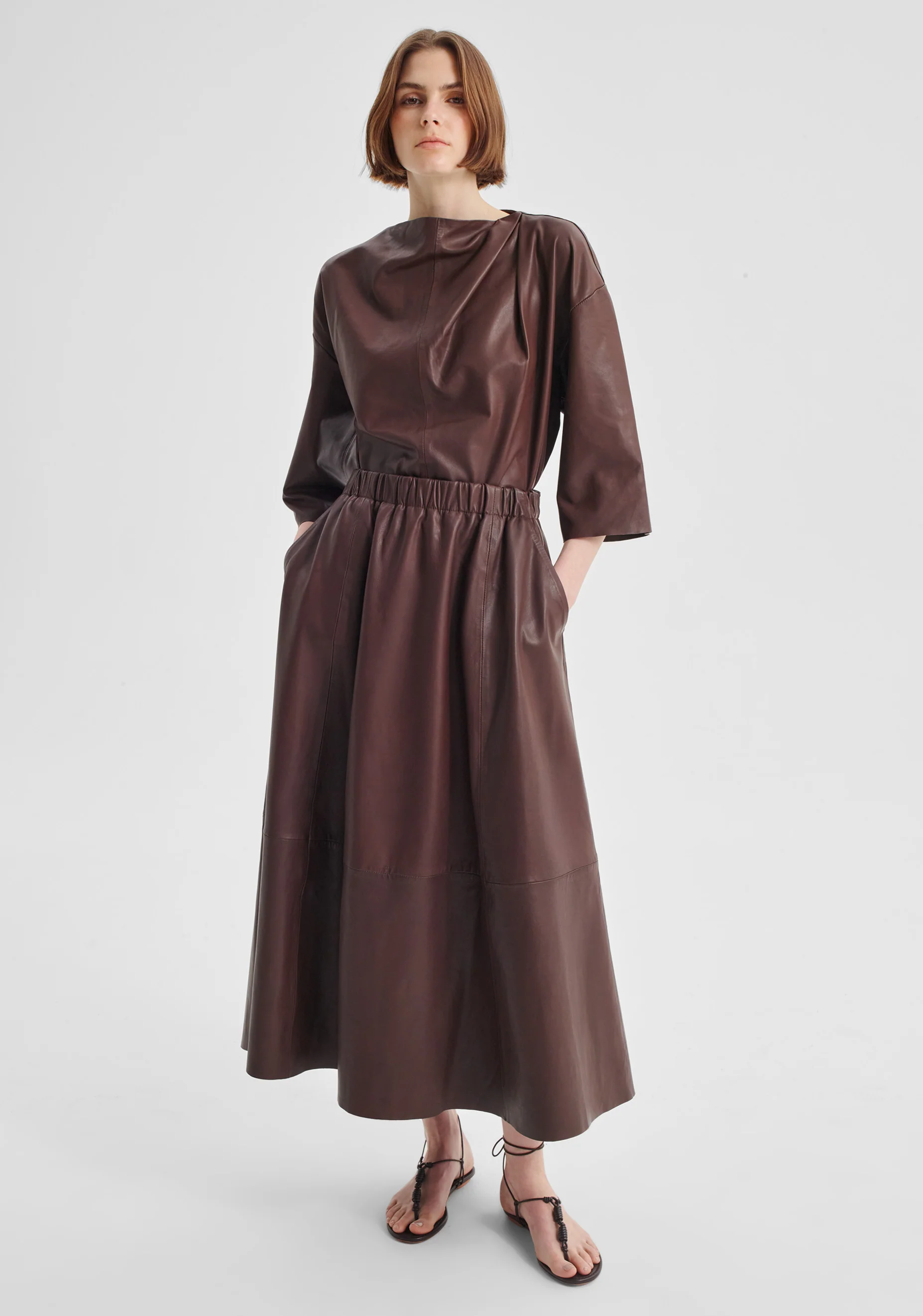 Addison Leather Skirt_Chocolate - Image 6
