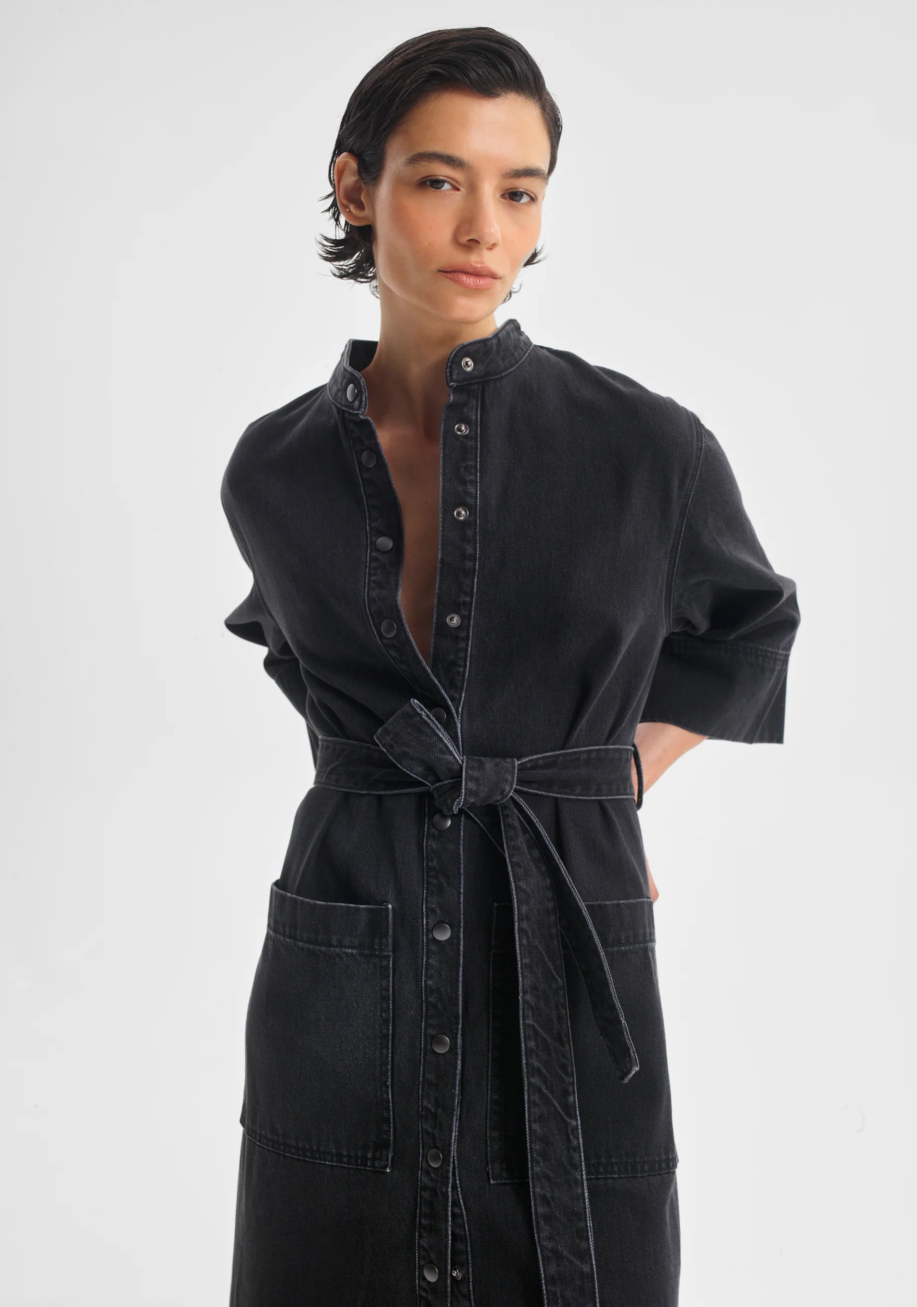 Arley Denim Shirt Dress_Black - Image 5