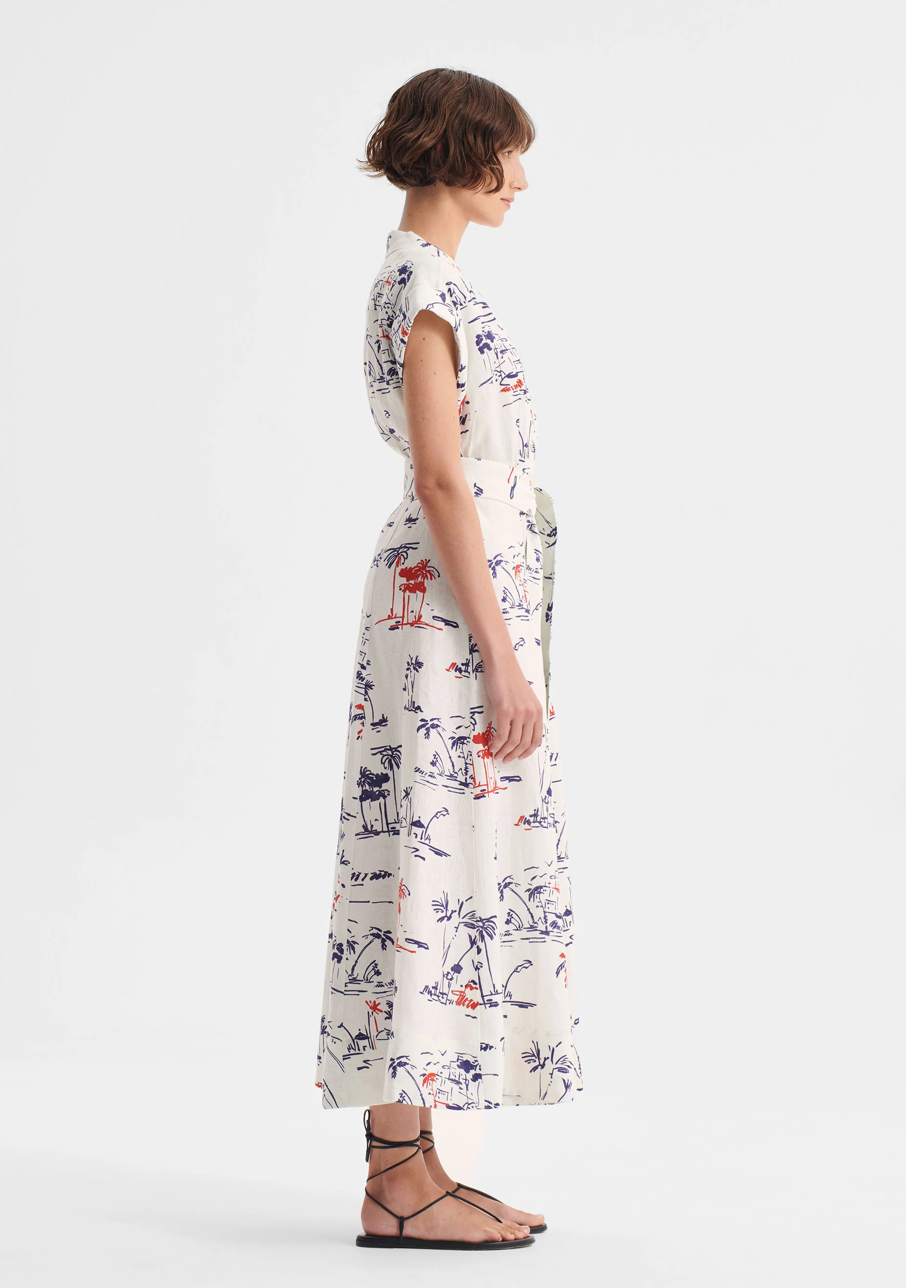 Capri Linen Shirt Dress_Print - Image 4