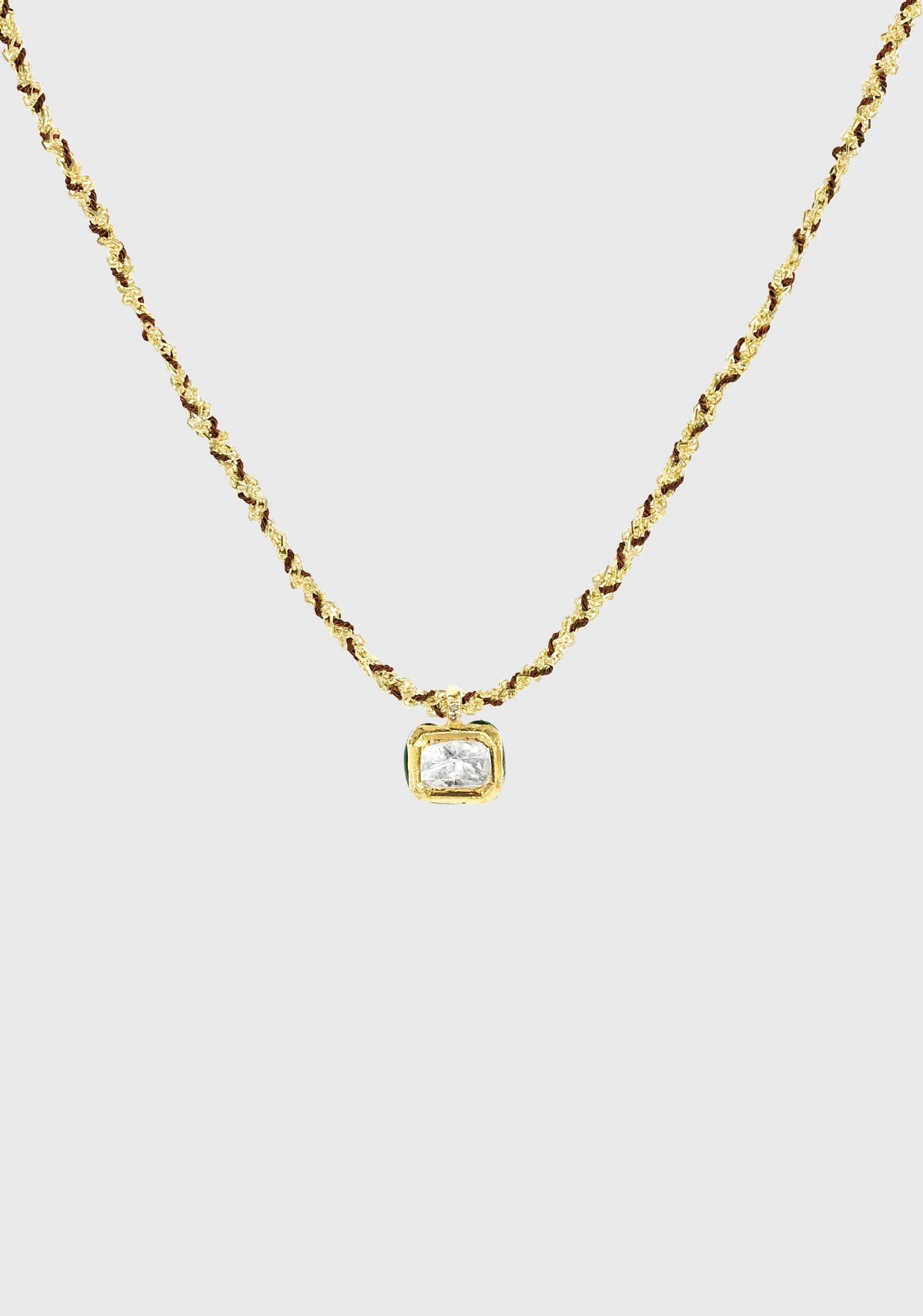Cube Necklace Gold_Brown