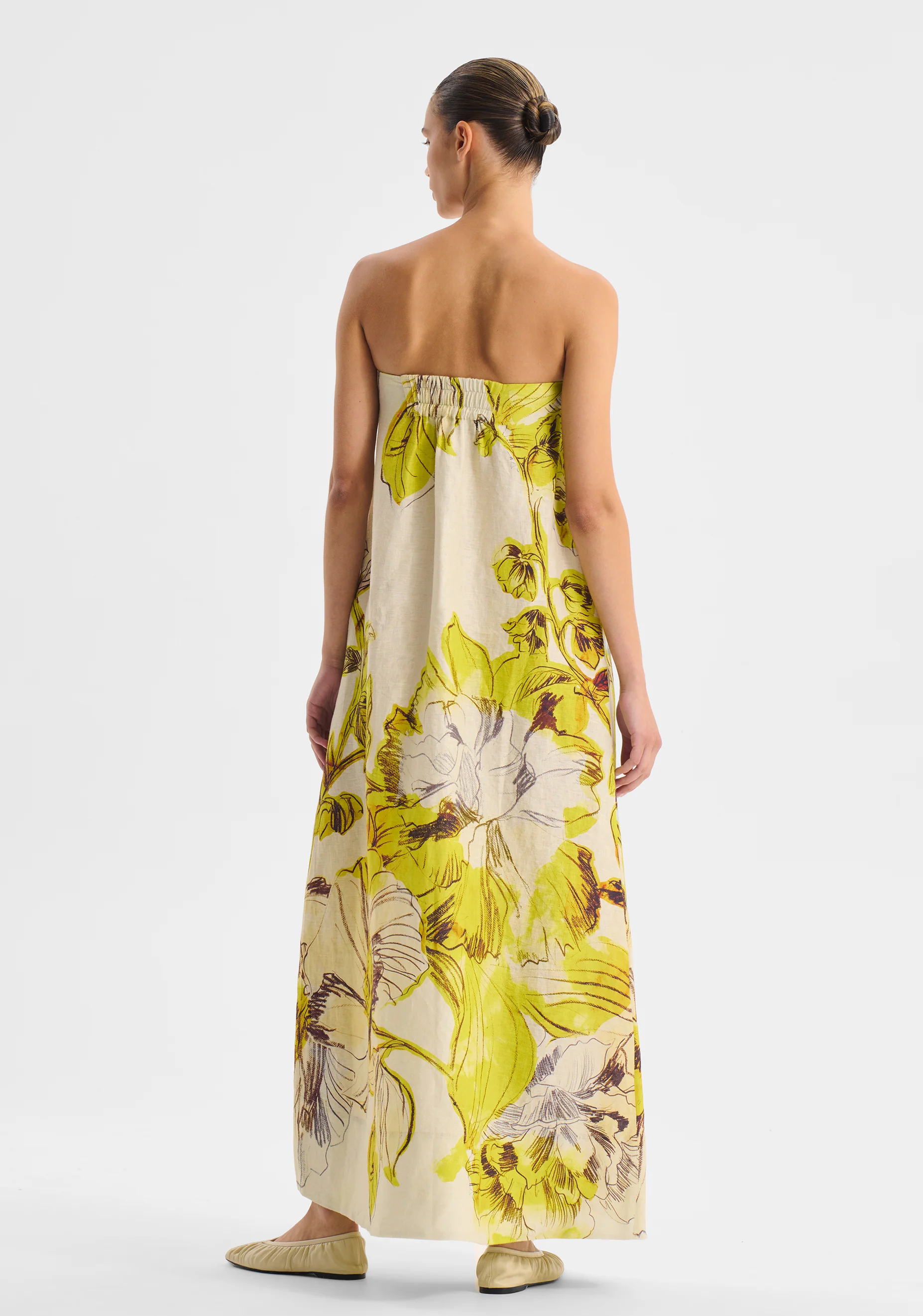Mae Linen Strapless Dress_Lemon - Image 4