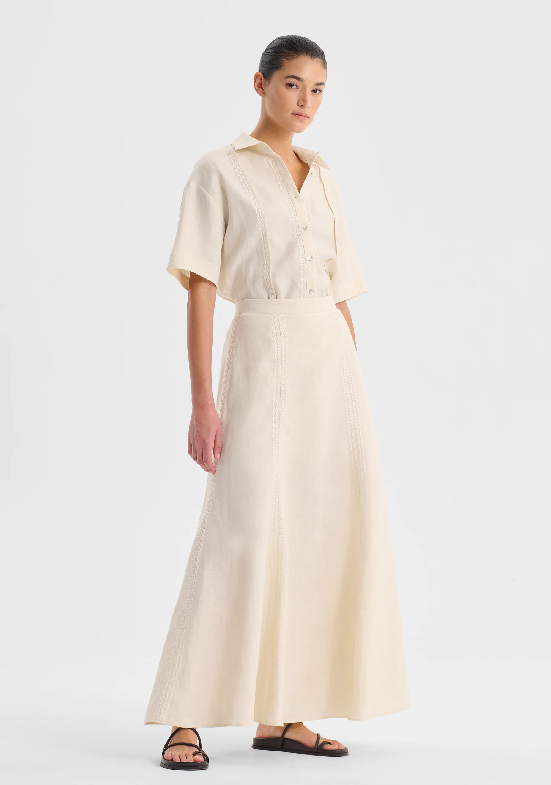 Maisey Linen Skirt_Ecru - Image 3