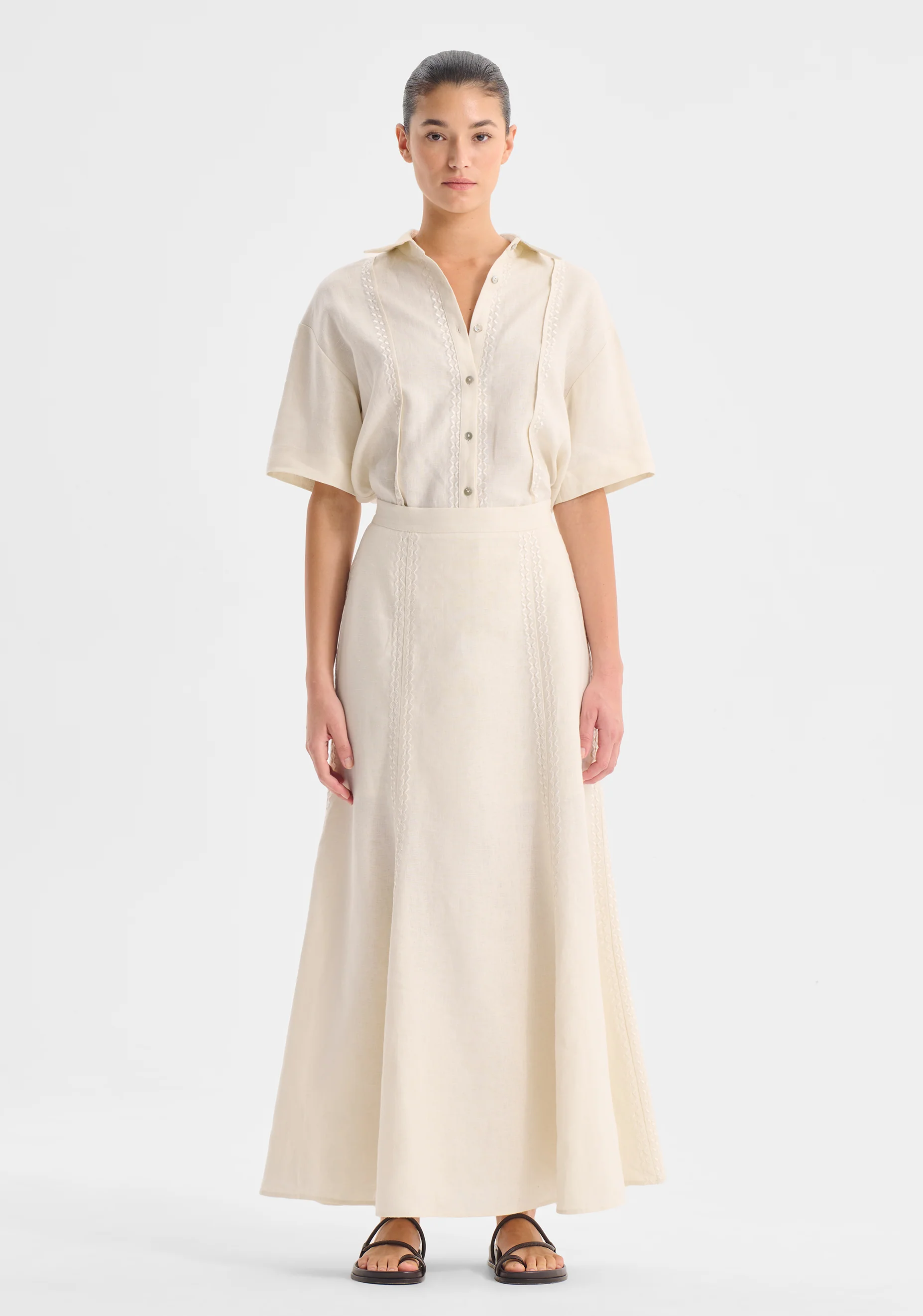 Maisey Linen Skirt_Ecru - Image 4
