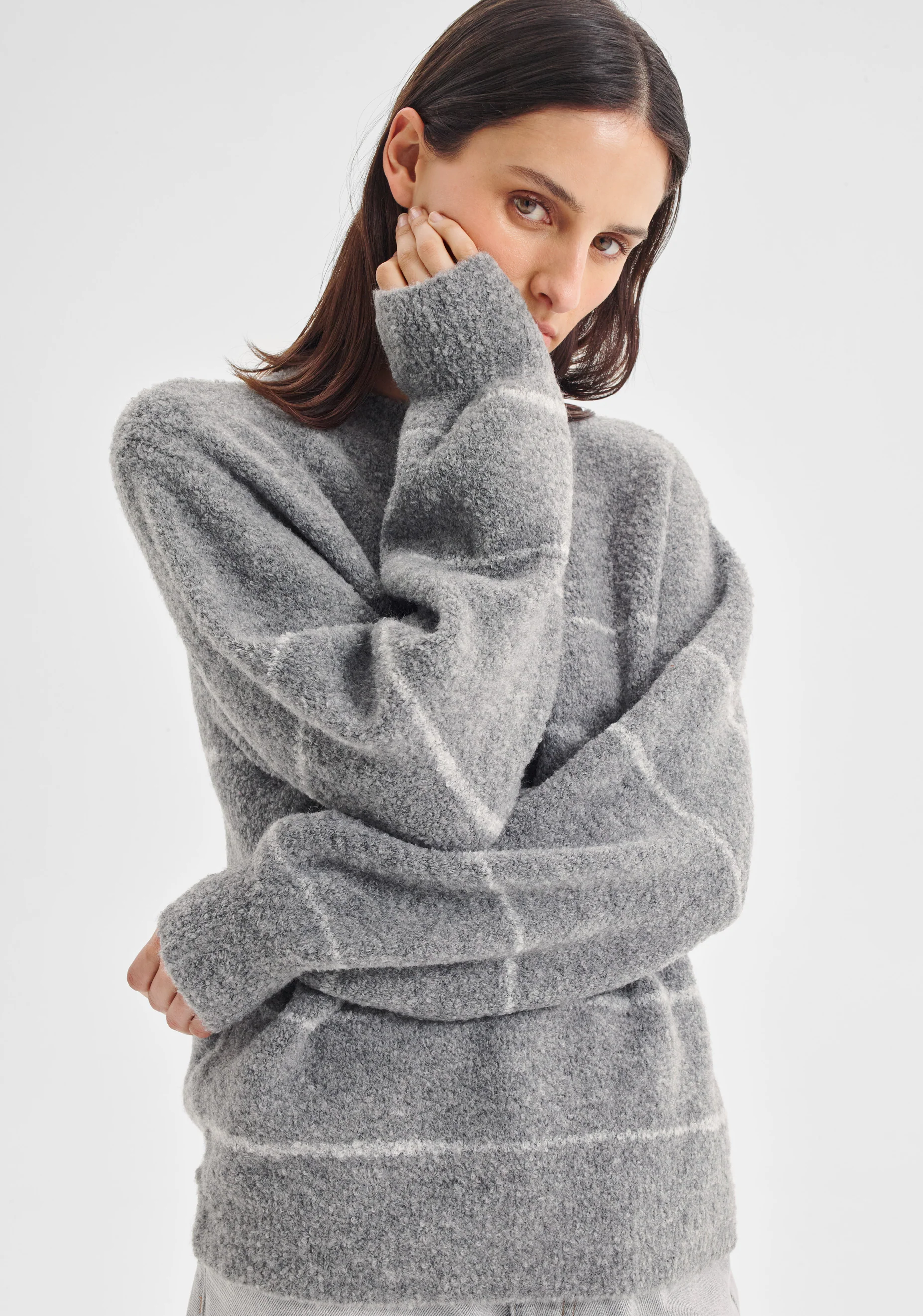 Marcelle Stripe Knit Pullover_Charcoal