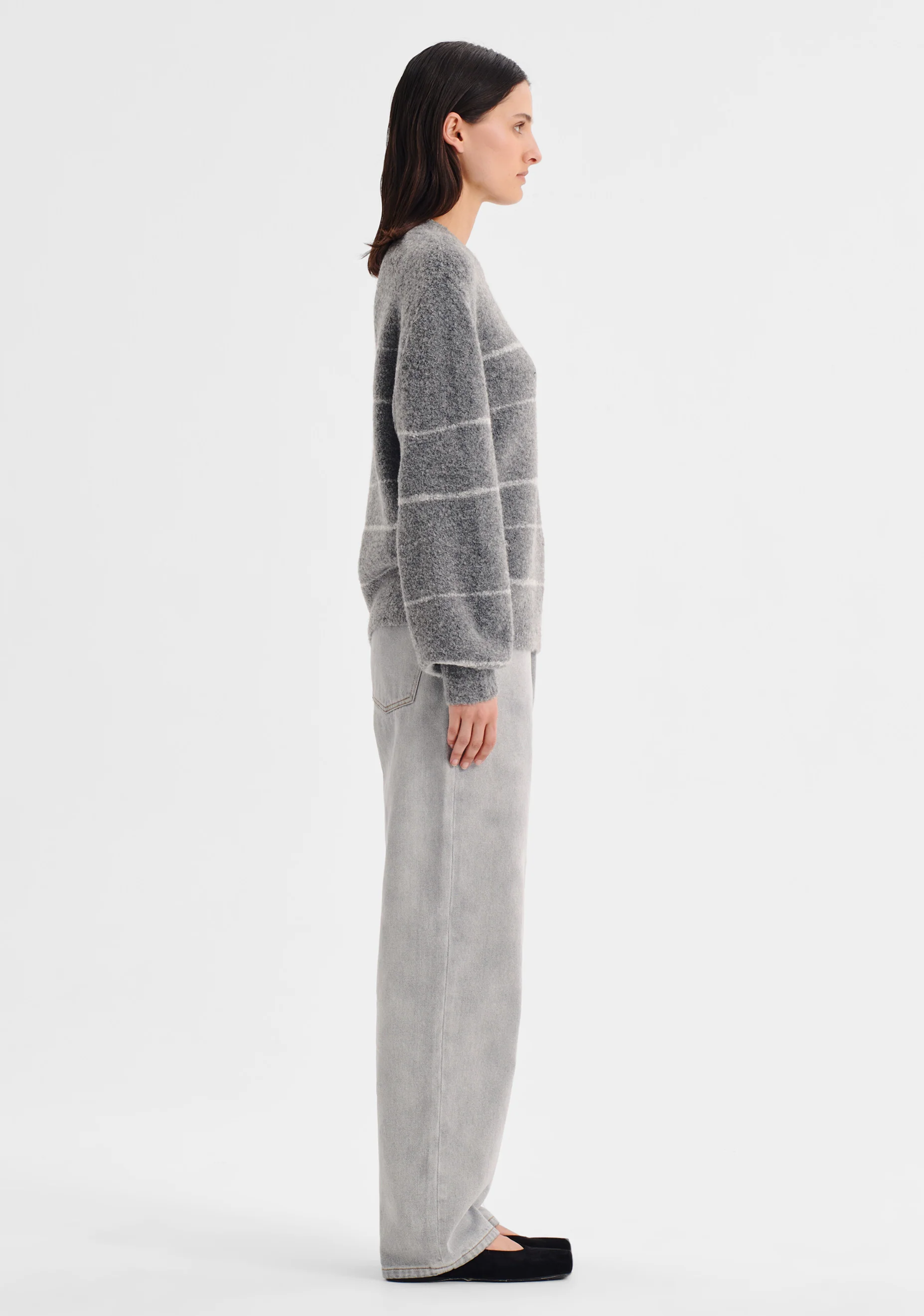 Marcelle Stripe Knit Pullover_Charcoal - Image 4