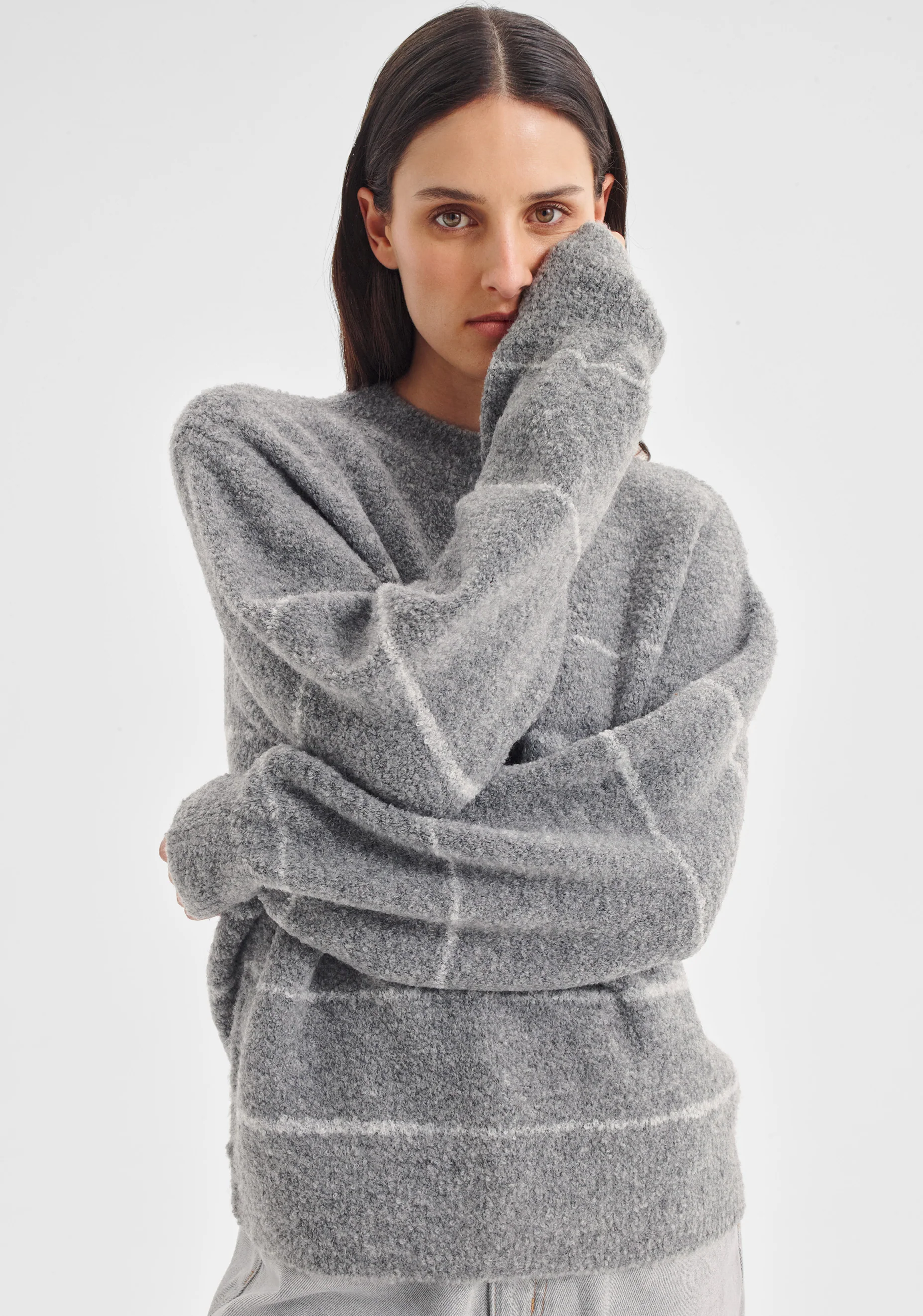 Marcelle Stripe Knit Pullover_Charcoal - Image 5