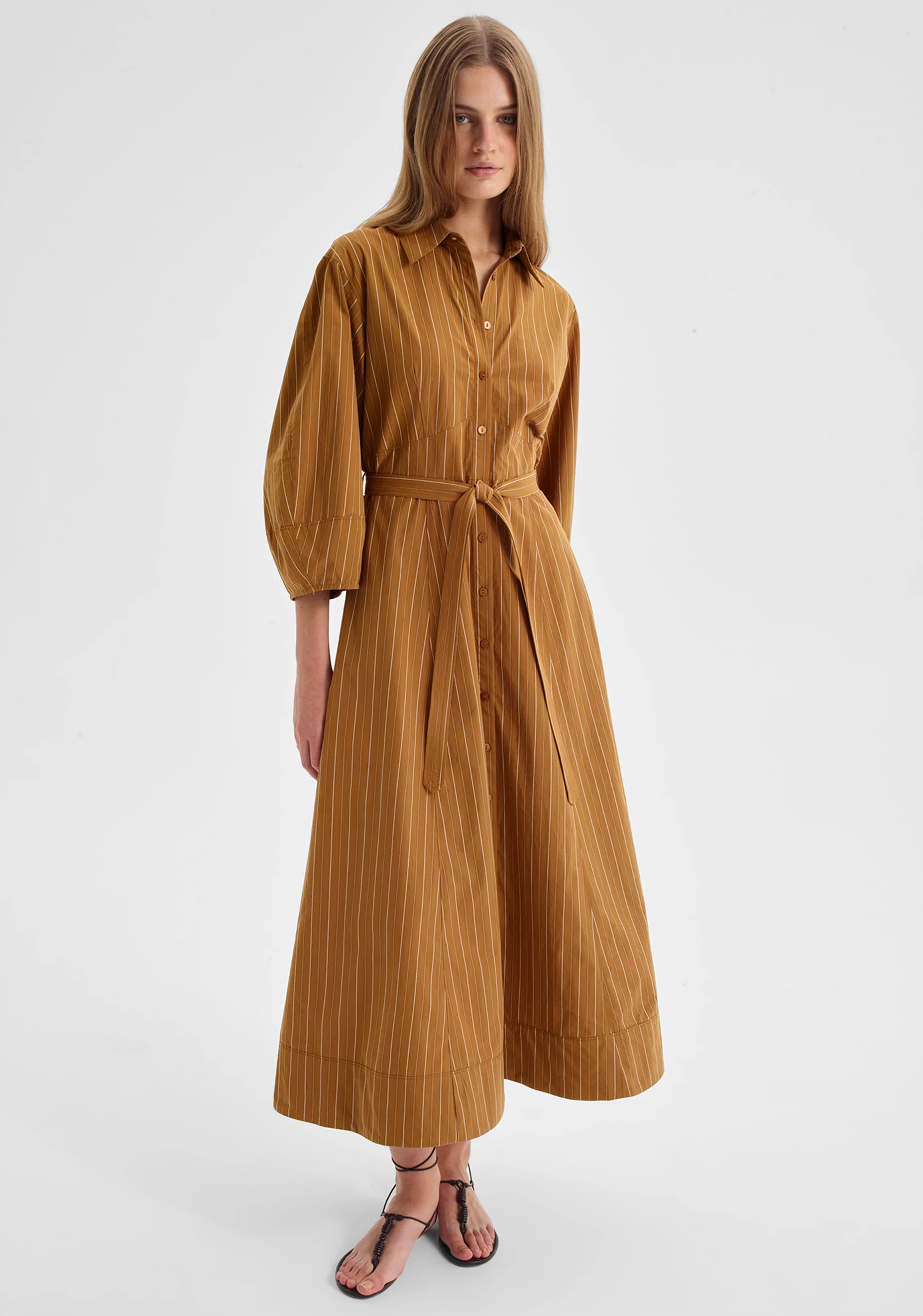 McKenna Stripe Dress_Mustard