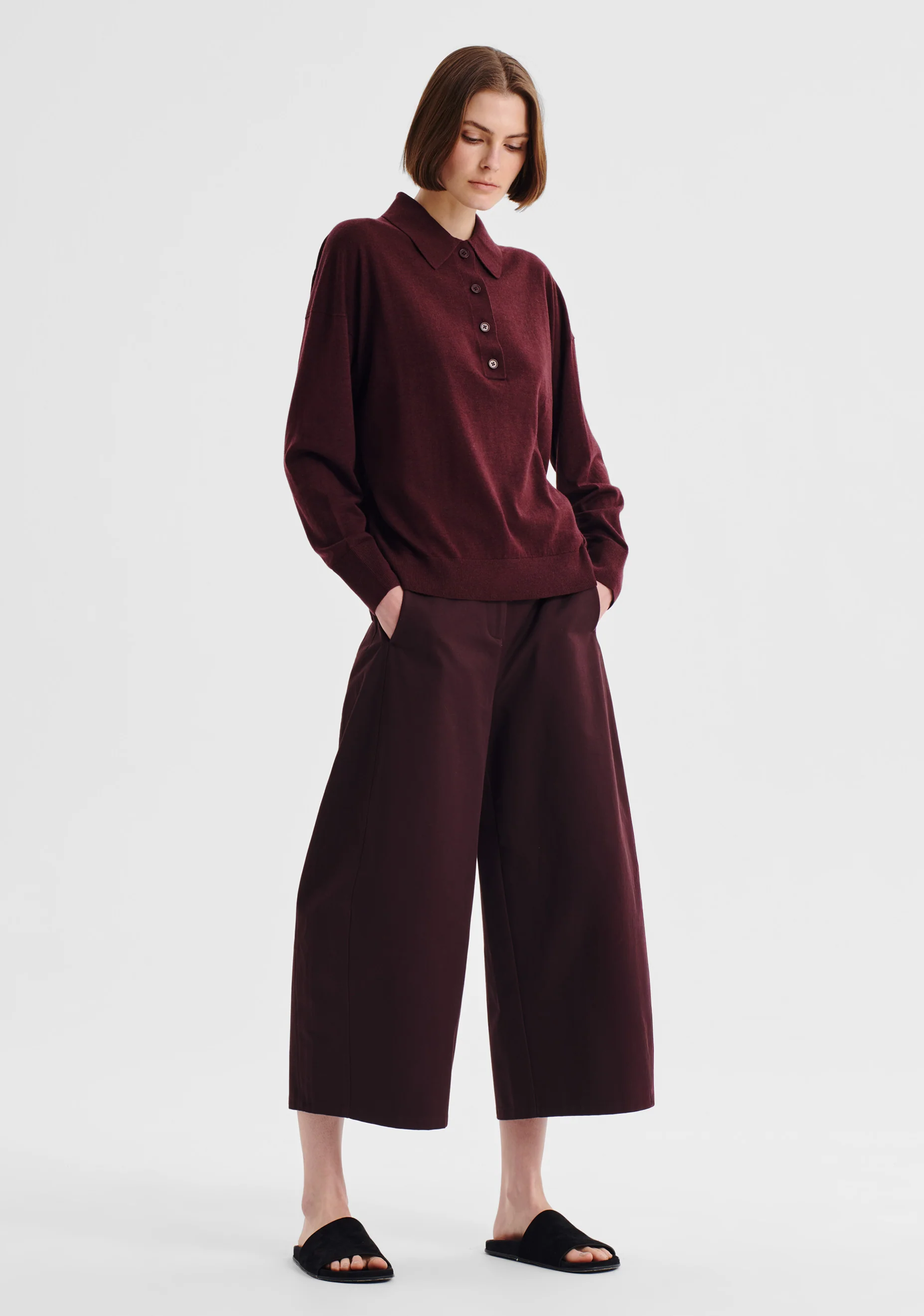 Oxford Merino Knit Polo_Pinot - Image 3