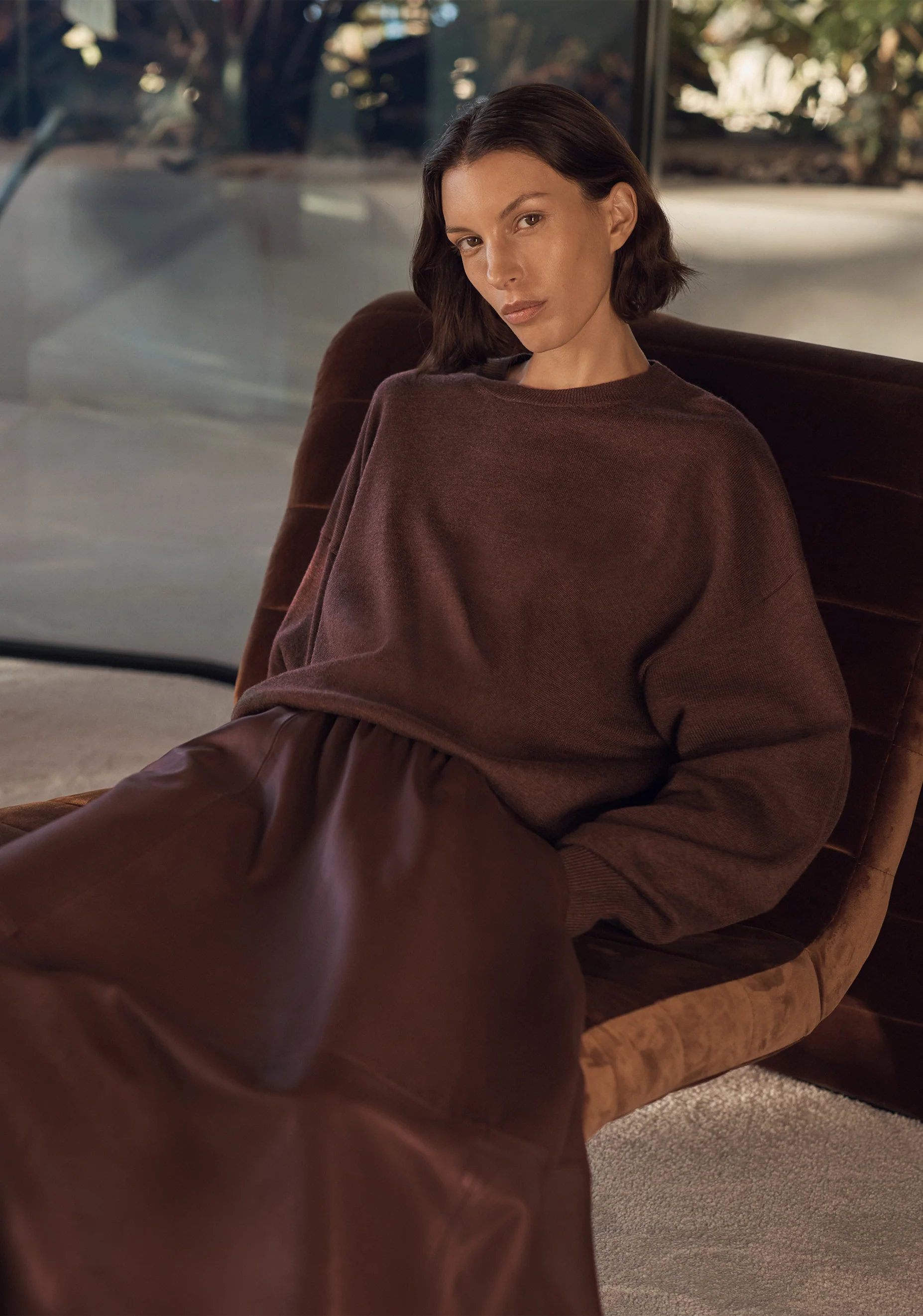 Payton Round Neck Merino Knit Pullover_Nutmeg - Image 2