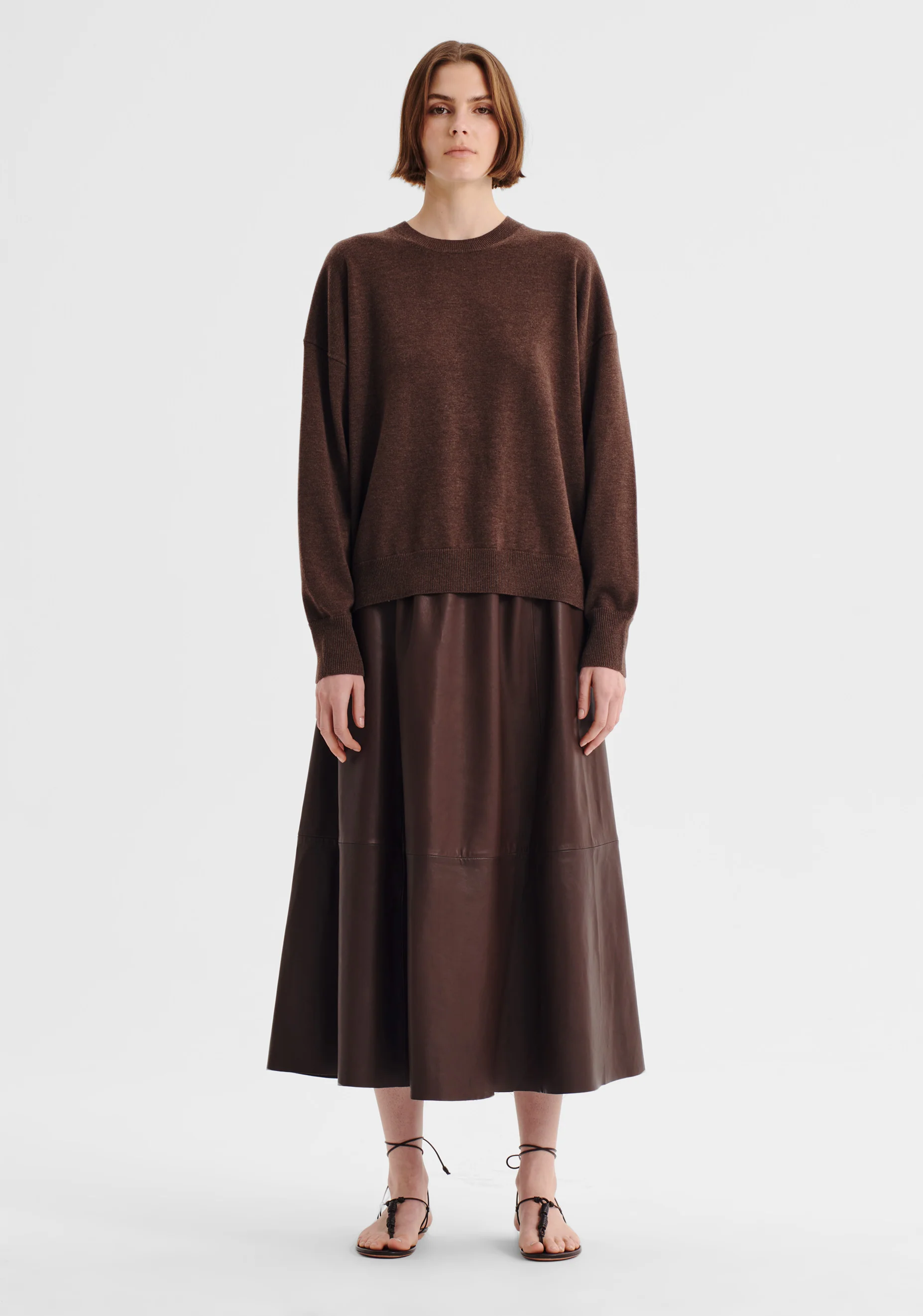 Payton Round Neck Merino Knit Pullover_Nutmeg - Image 5