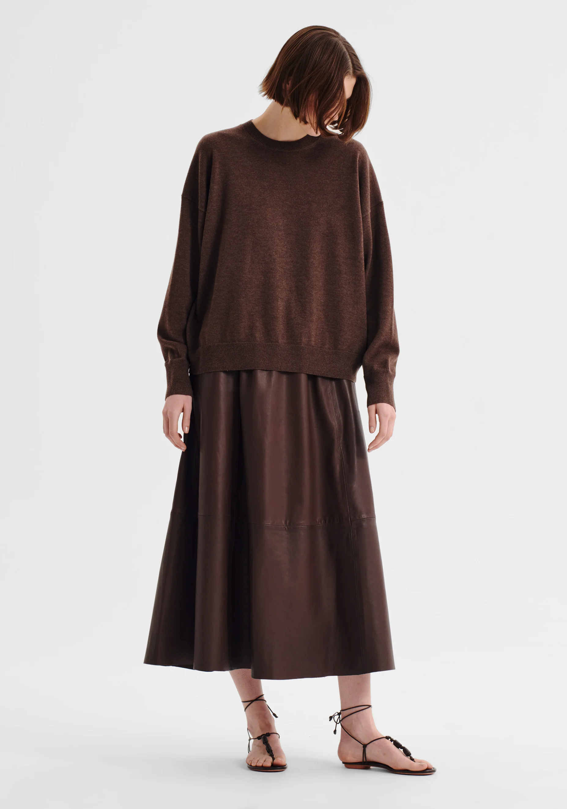 Payton Round Neck Merino Knit Pullover_Nutmeg - Image 6