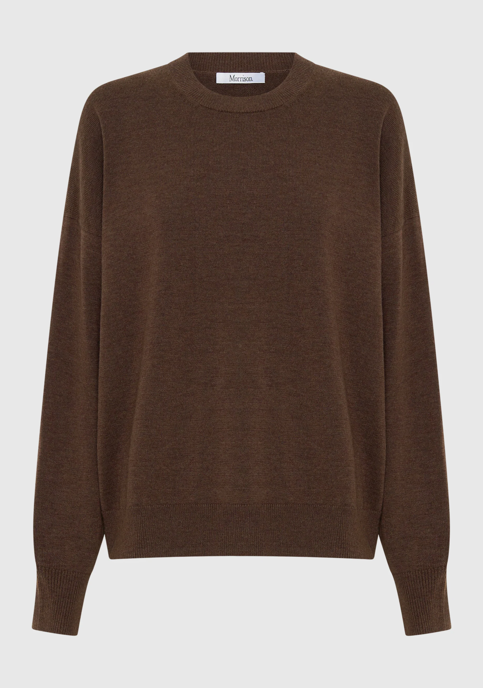 Payton Round Neck Merino Knit Pullover_Nutmeg - Image 8