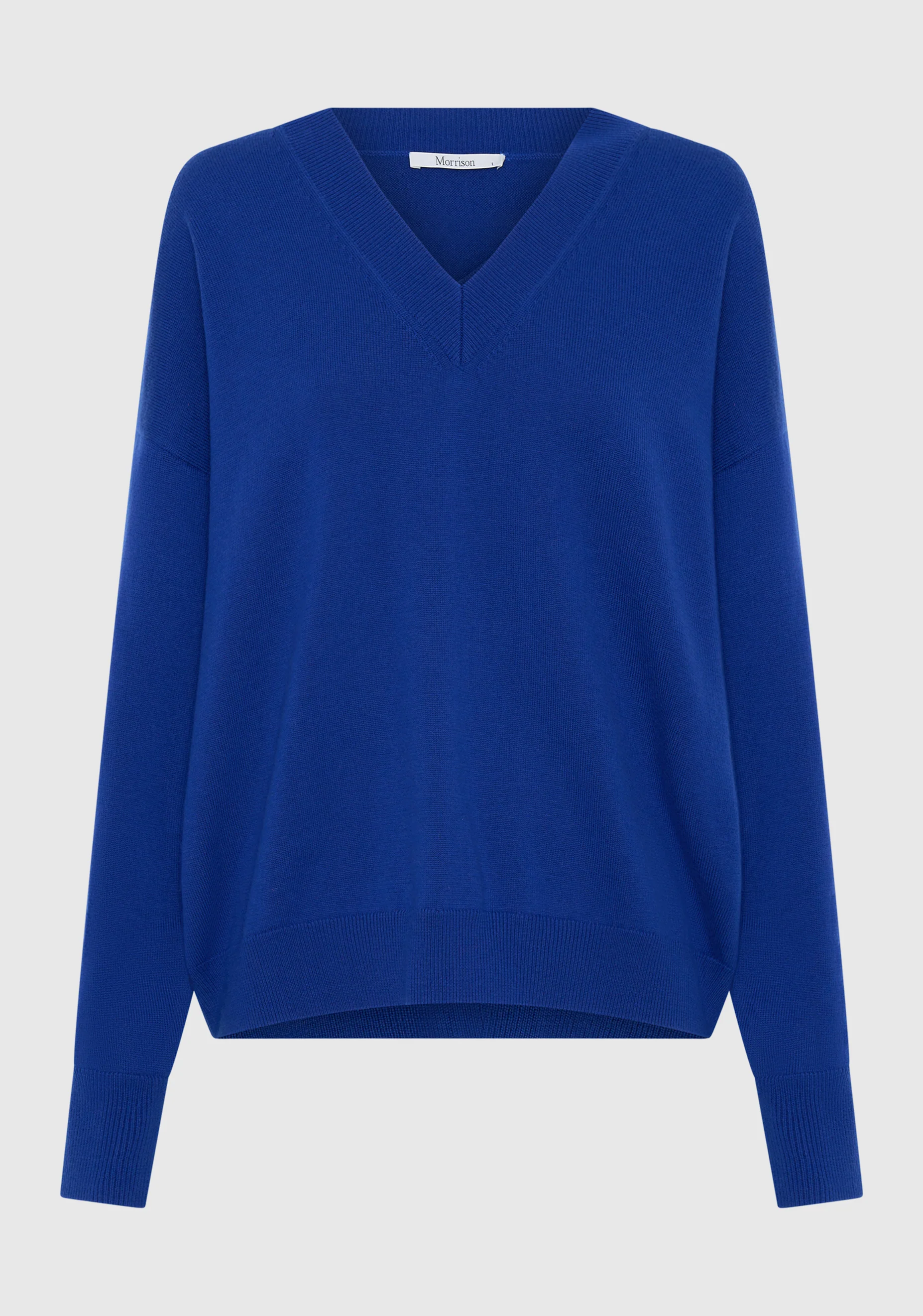 Payton V-Neck Merino Knit Pullover_Cobalt - Image 8