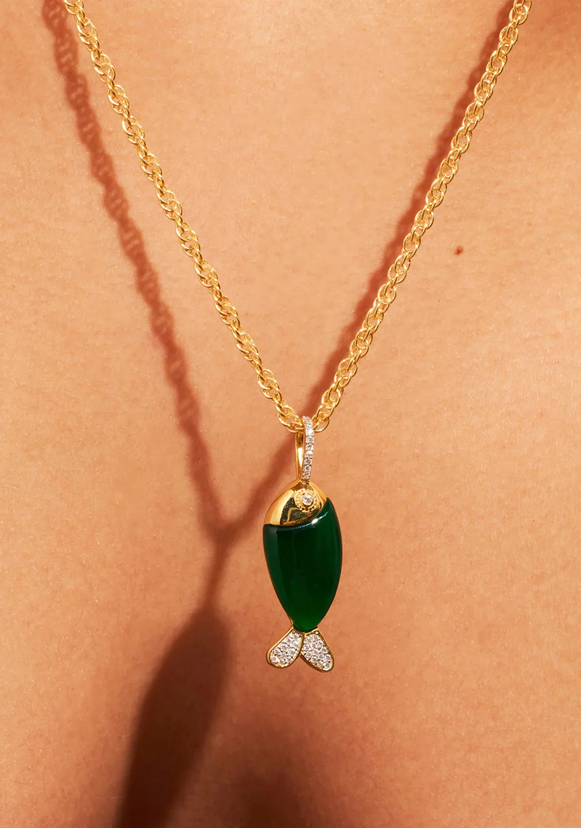 Poisson Long Necklace_Green Onyx - Image 2