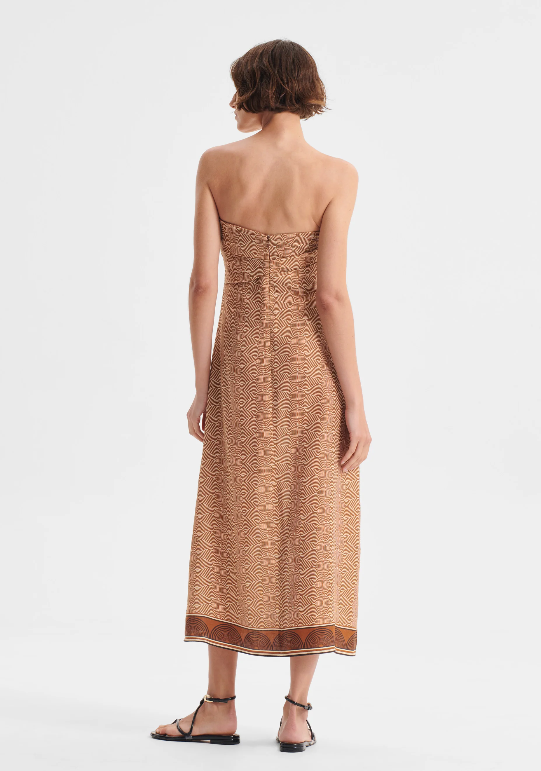 Rio Linen Strapless Dress_Print - Image 5