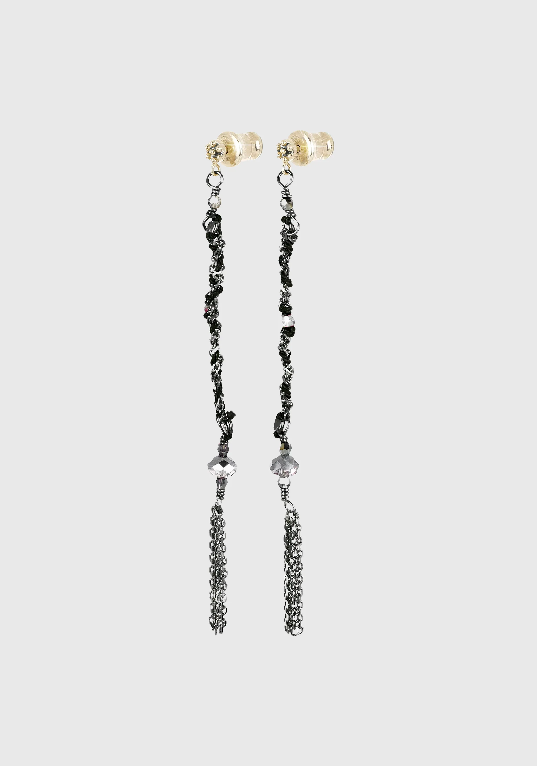 Silver Chain Earrings_Black