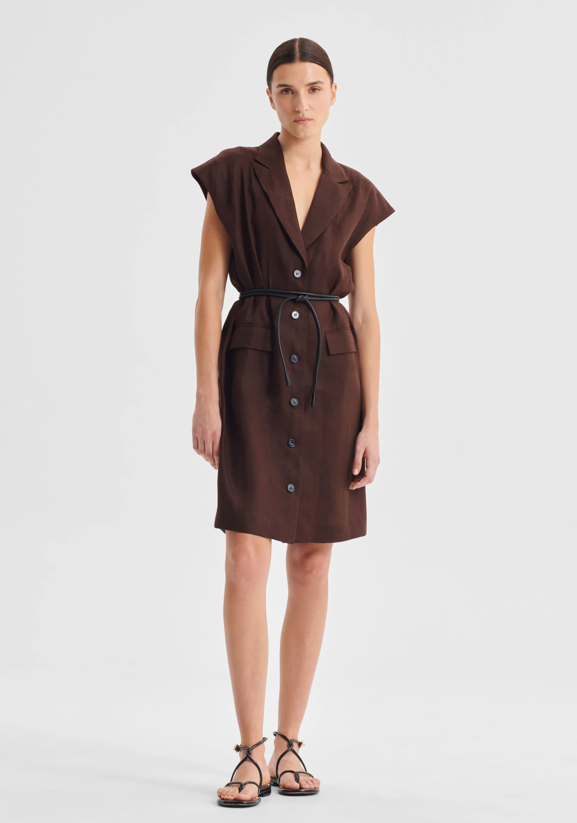 Sonny Linen Shirt Dress_Chocolate