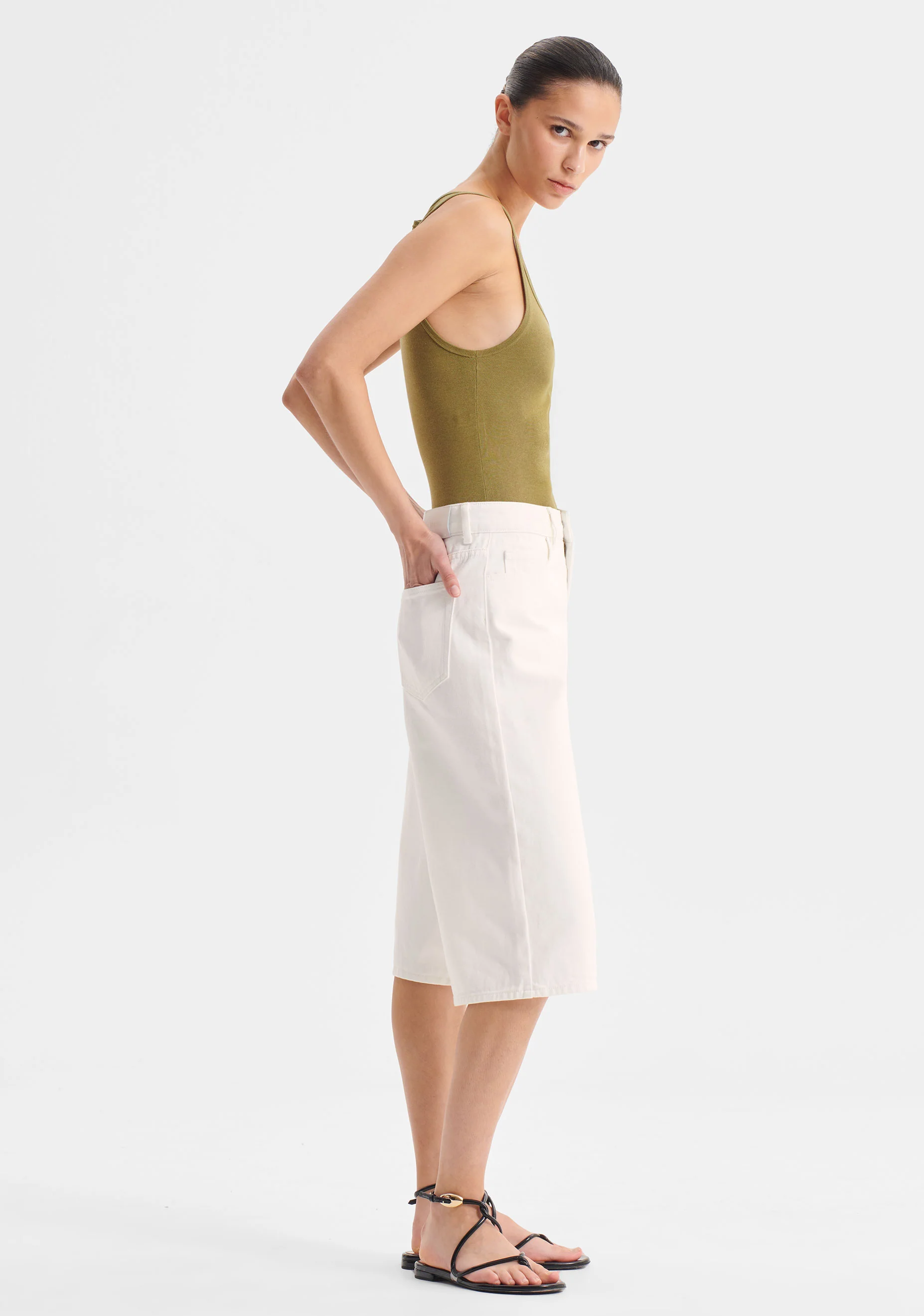 Spencer Denim Bermuda Short_White - Image 3