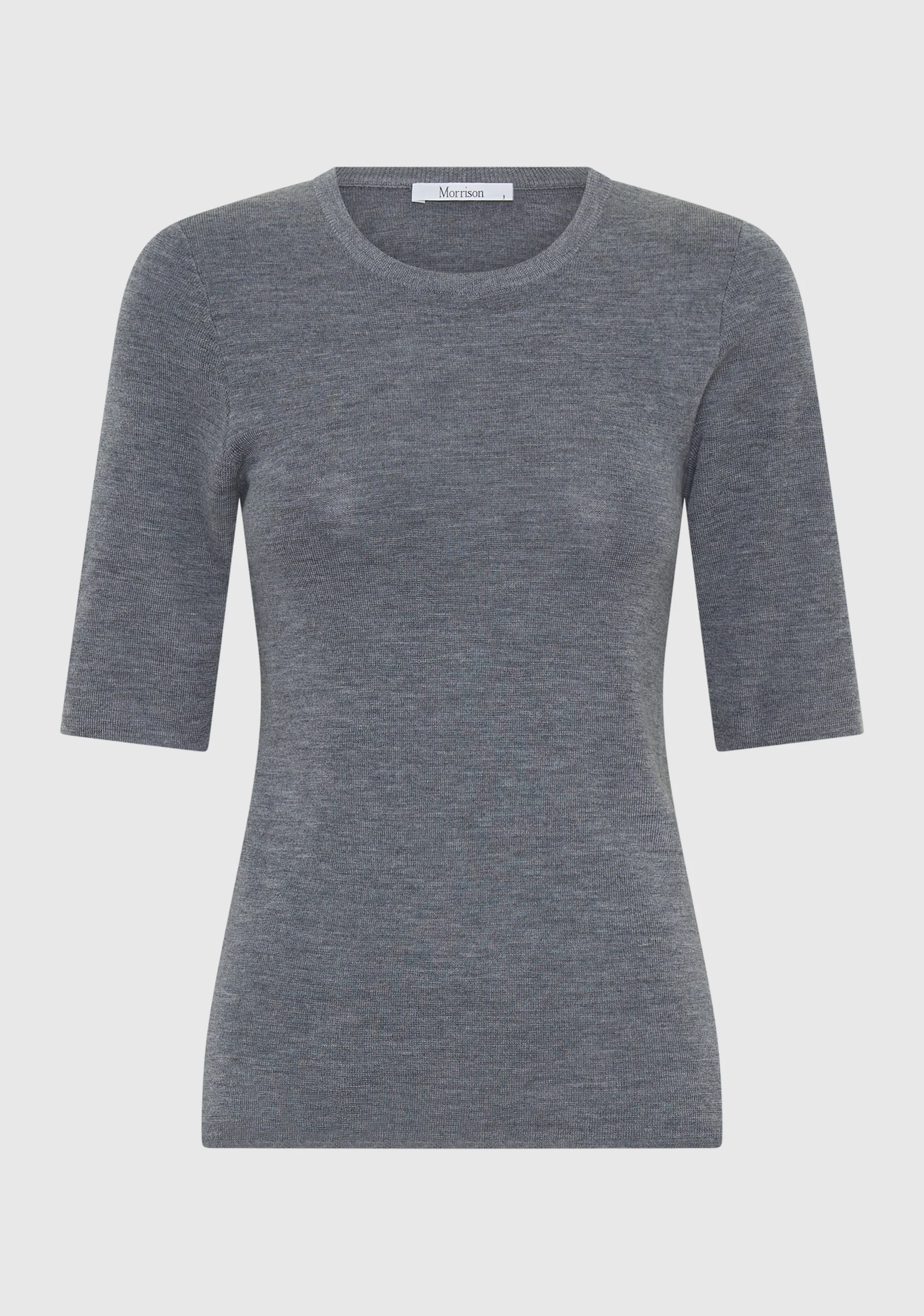 Talia Merino Knit Tee_Grey Marle - Image 5