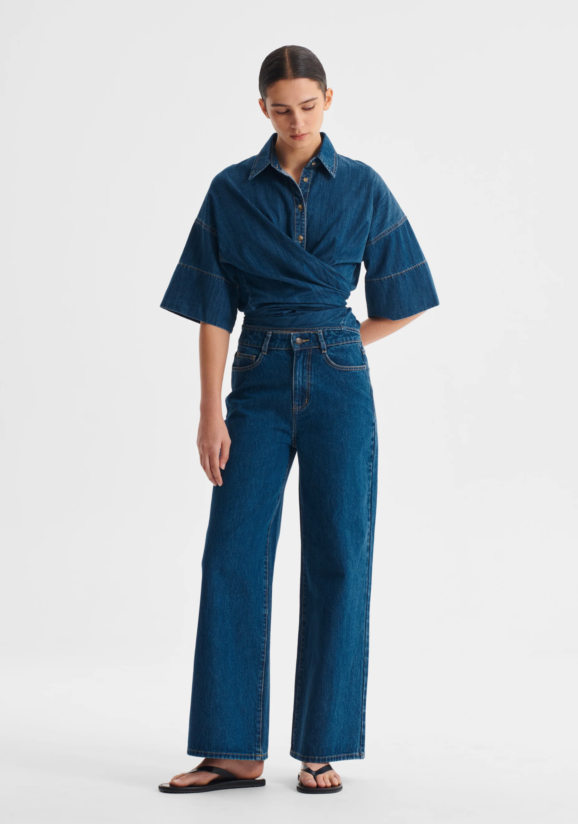 Tatum Denim Wrap Shirt_Blue - Image 3