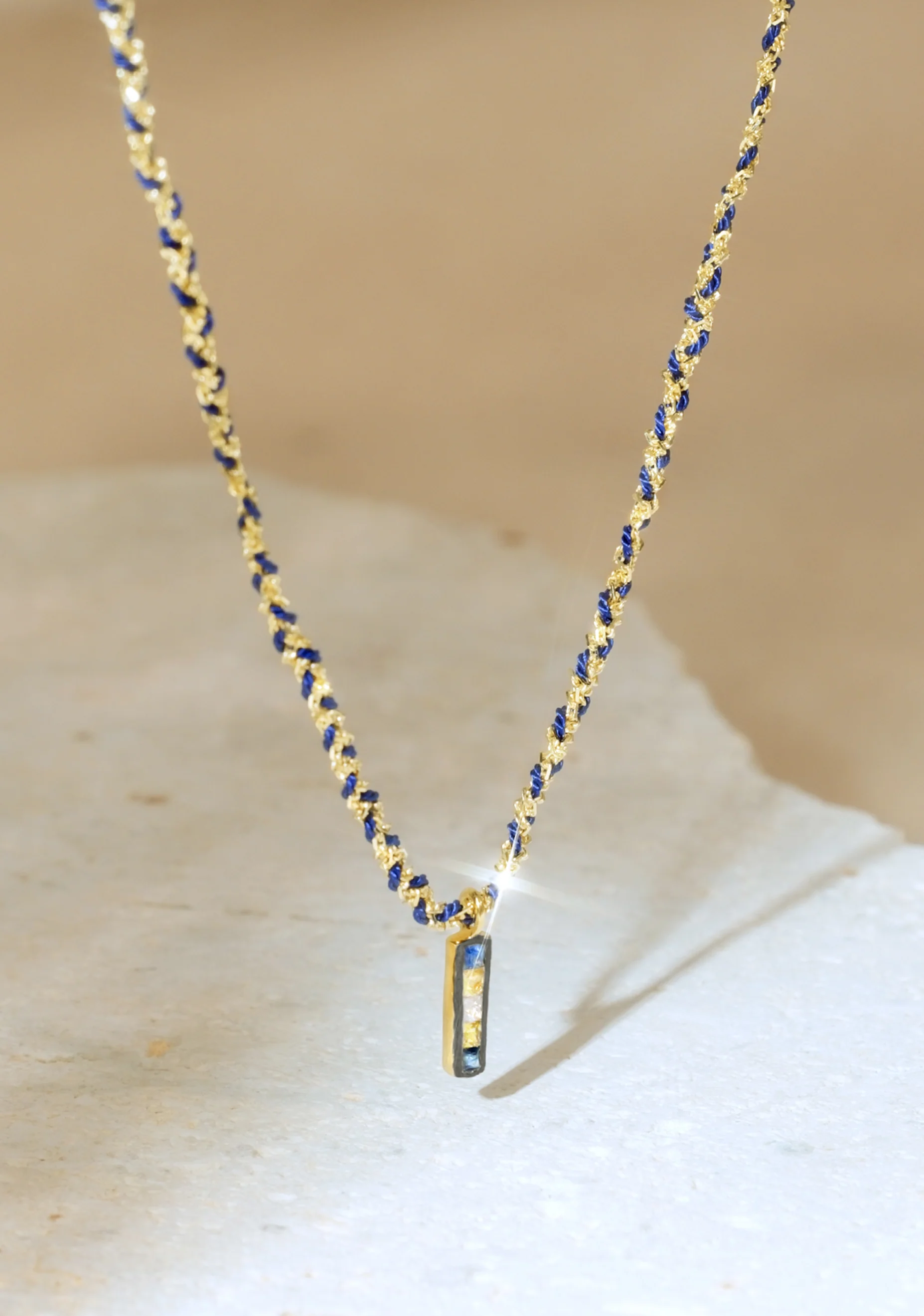 Twine Necklace Gold_Navy - Image 3